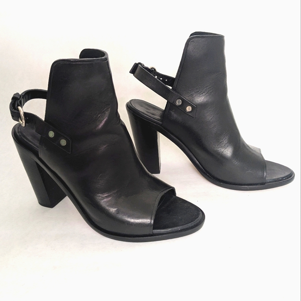 Rag & Bone Wyatt Black Leather Slingback Booties
